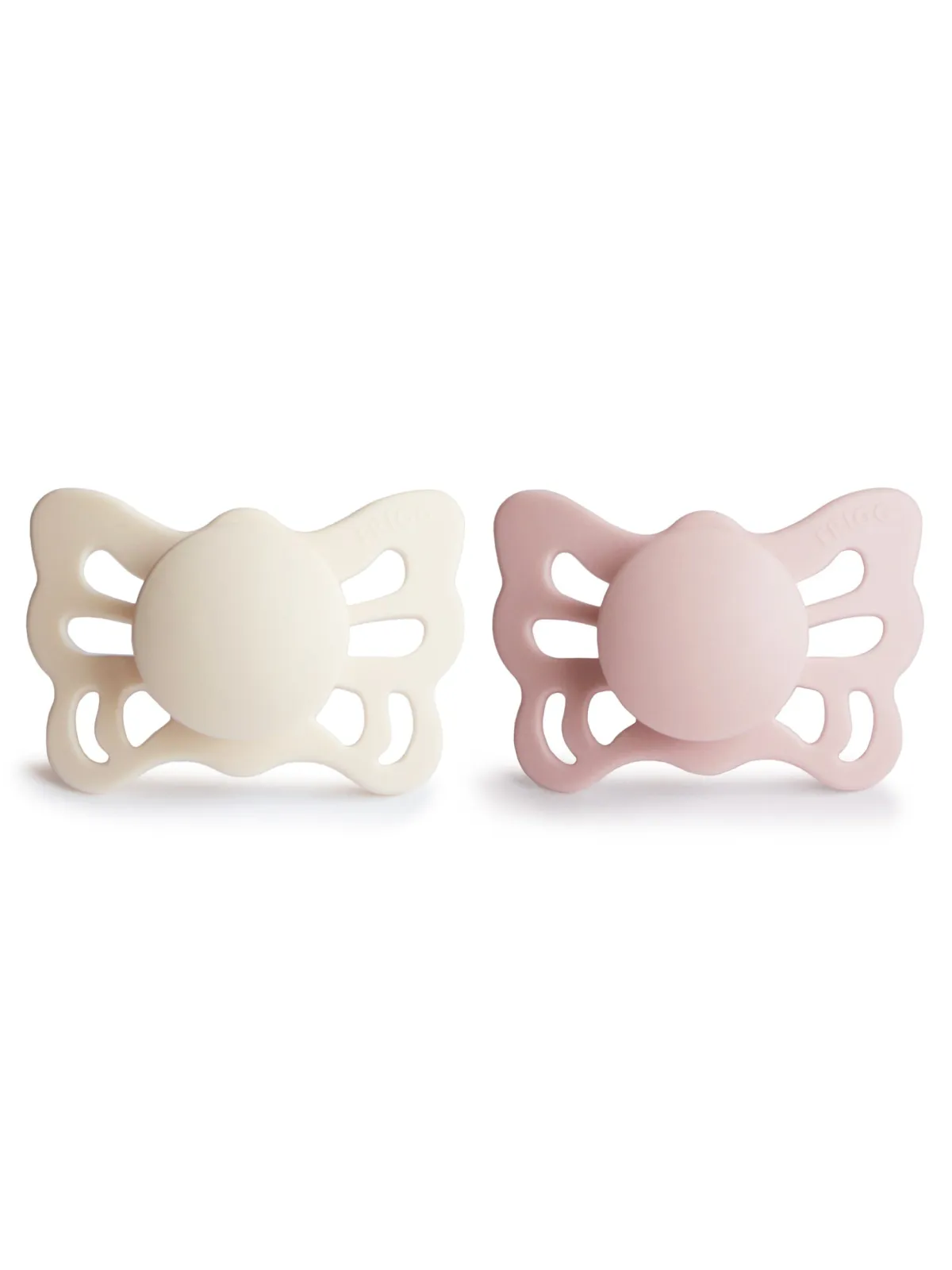 2-Pack Butterfly Anatomical Silicone Pacifiers, Cream/Blush (0-6 months)