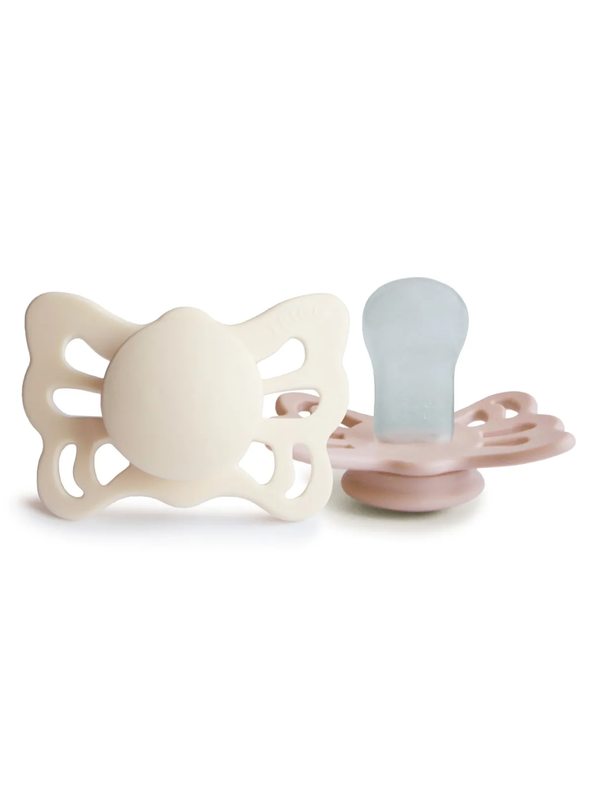 2-Pack Butterfly Anatomical Silicone Pacifiers, Cream/Blush (0-6 months)