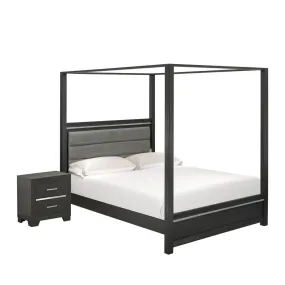 2-Piece Denali Modern Bedroom Set - A Queen Bed Frame And 1 Bedroom Nightstand - Brushed Gray Finish By East West Furniture