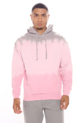 3 Way Split Tie Dye Hoodie - Pink/combo