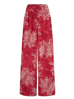 40s Vintage Wide Leg Trousers - Red Palm