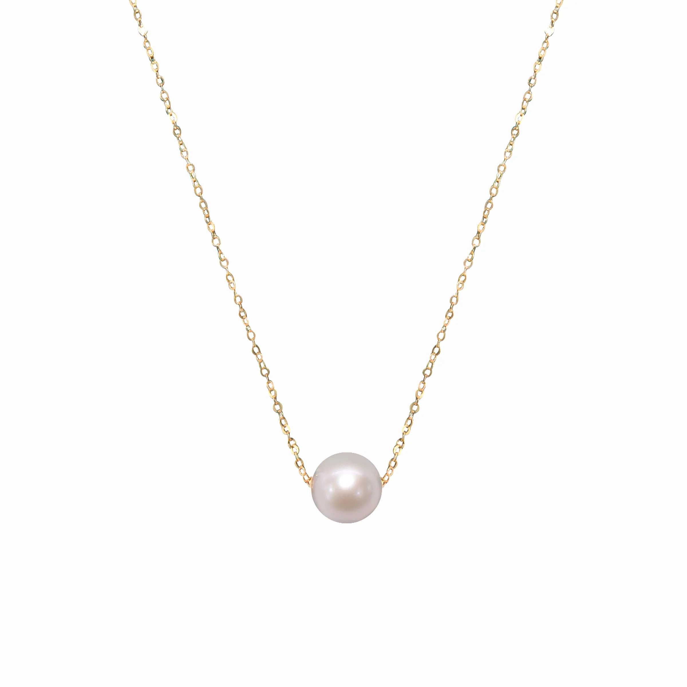 8mm Golden Single Pearl Necklace