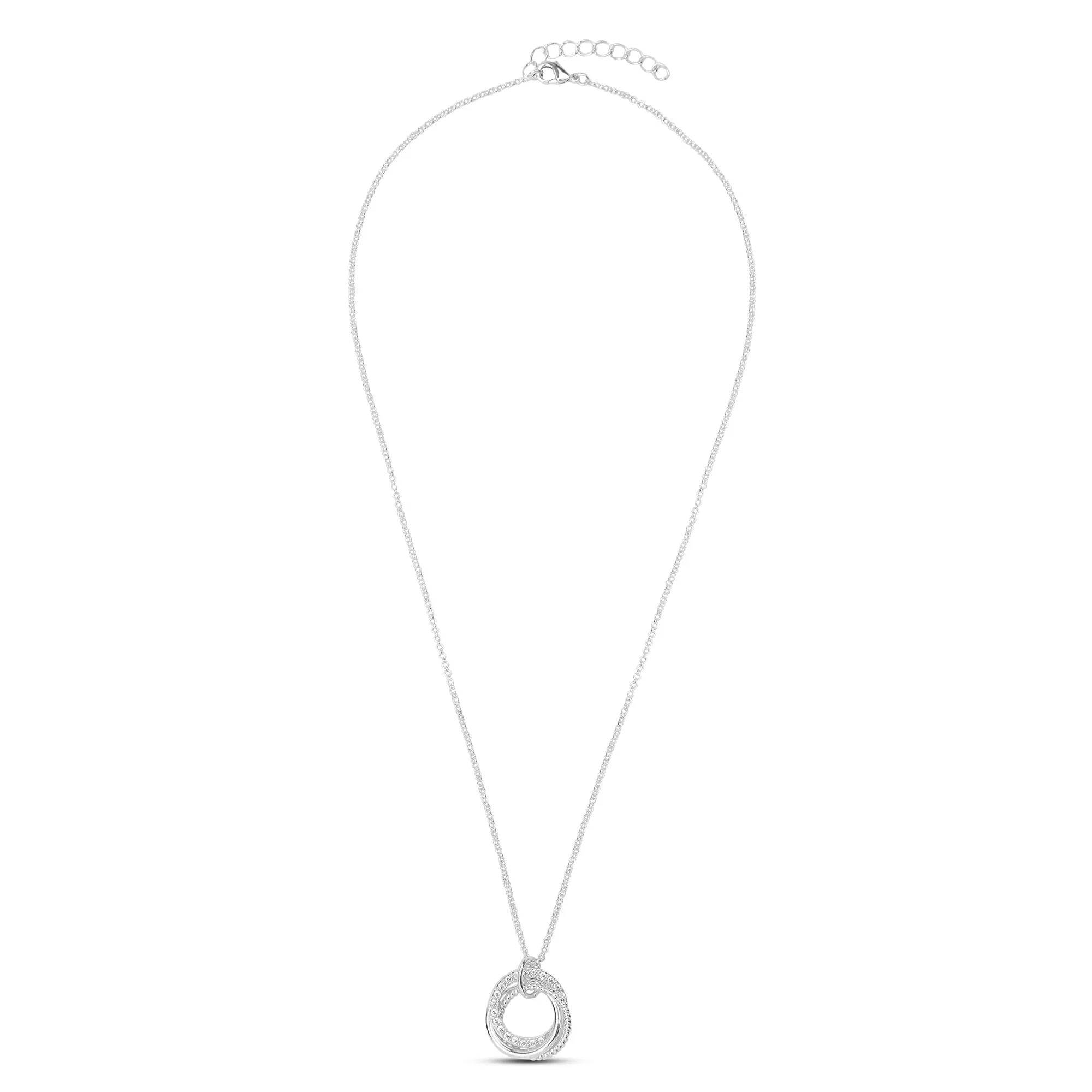 925 Sterling Silver-Plated Sparkle Twist Circle Necklace