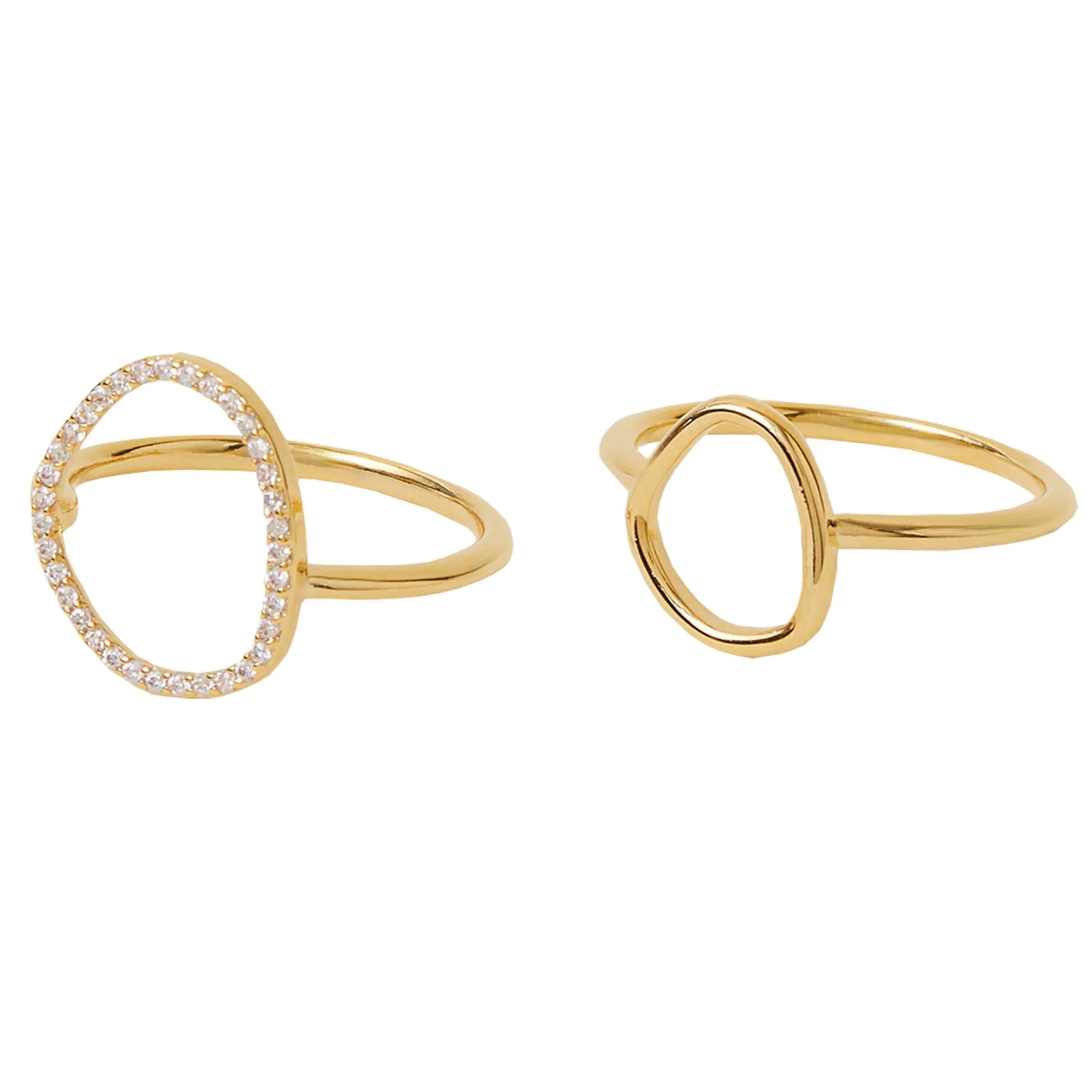 Accessorize London Women's Z Real Gold-Plated Cubic Zirconia Sparkle Pebble Rings Pack Of Two-Small