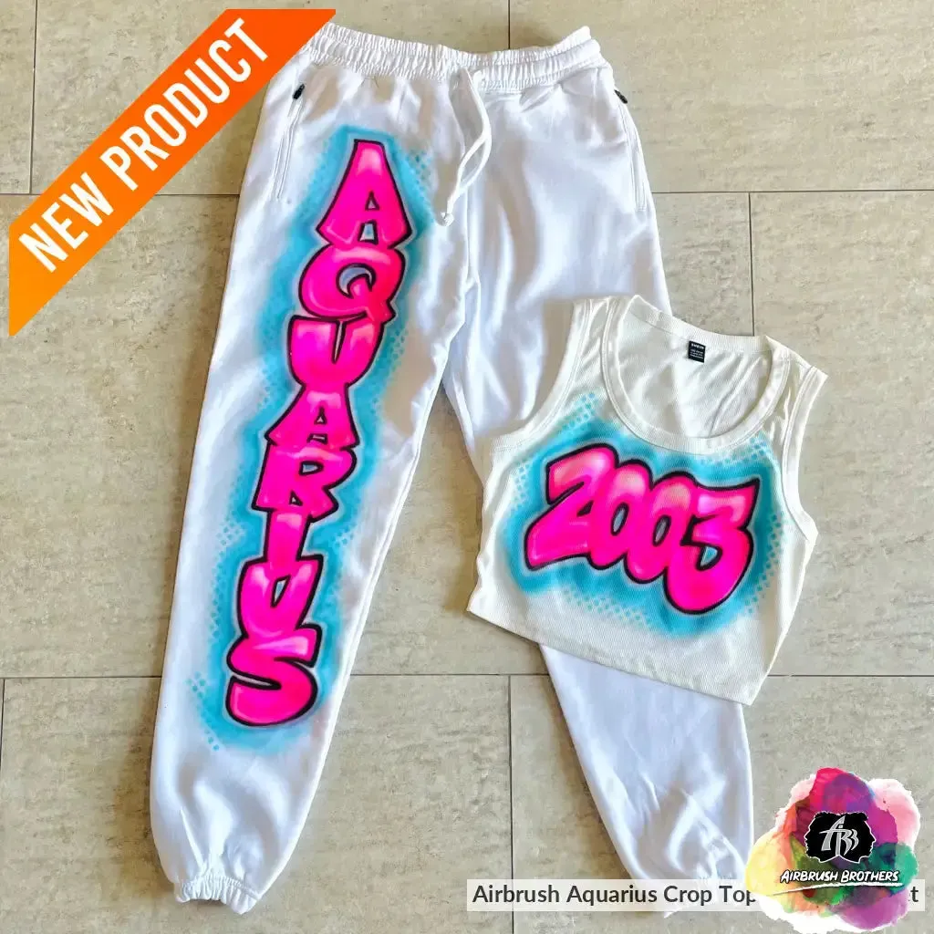 Airbrush Aquarius Crop Top And Jogger Set