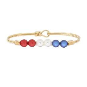 Americana Crystal Pearl Bangle Bracelet