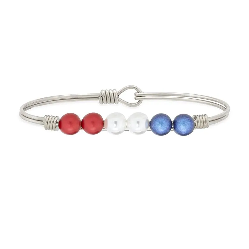 Americana Crystal Pearl Bangle Bracelet