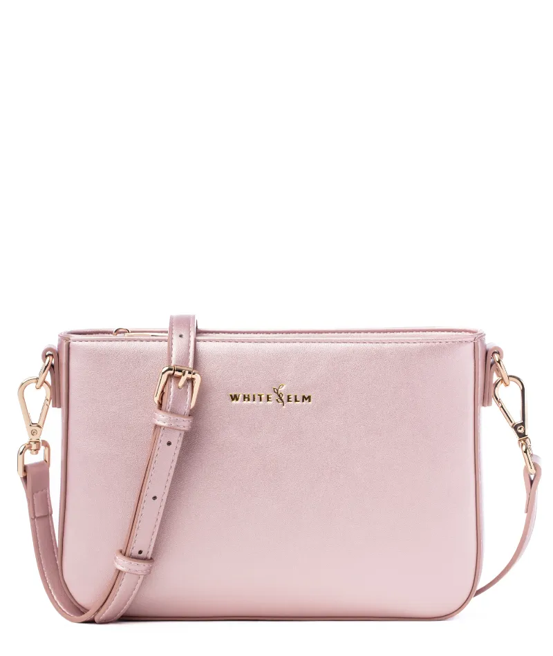 Ara Convertible Crossbody Clutch - Pink Metallic