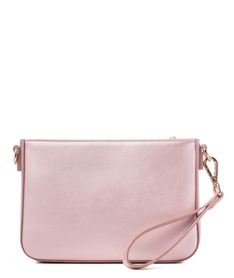 Ara Convertible Crossbody Clutch - Pink Metallic