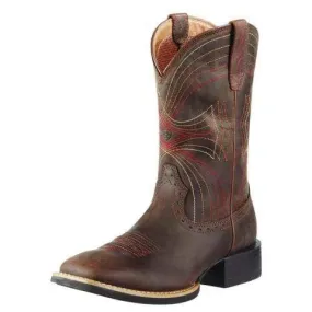 Ariat Mens Sport Wide Square Toe Boots Distressed Brown