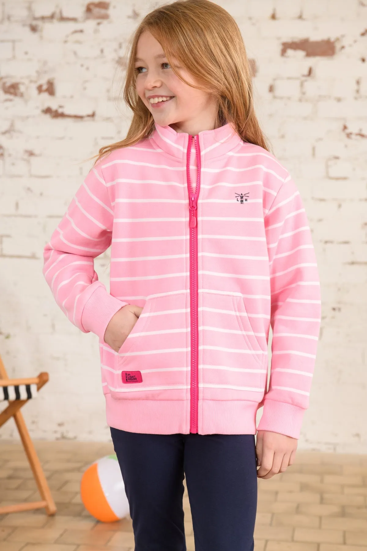 Ava Full Zip Top - Blush Pink Stripe