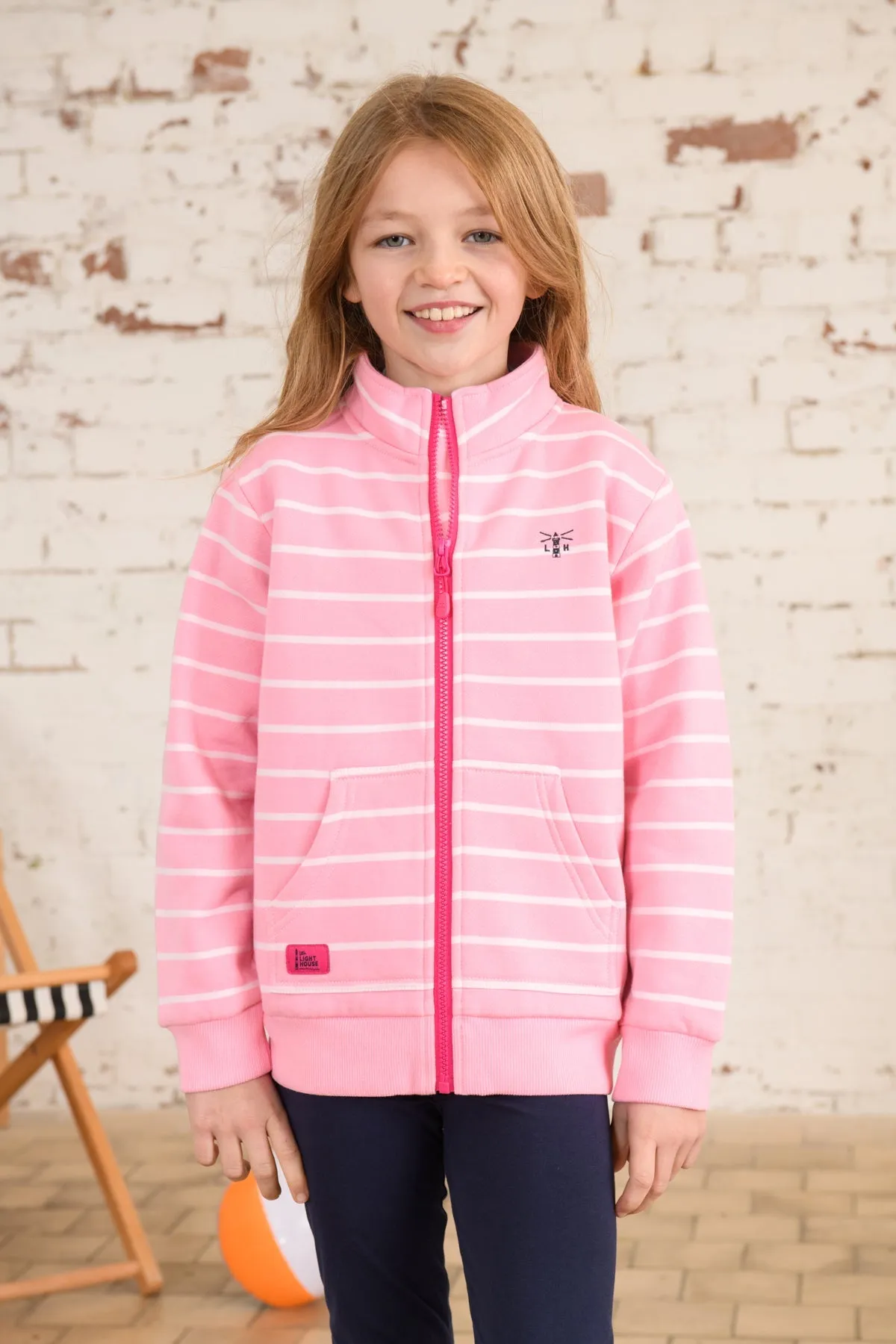 Ava Full Zip Top - Blush Pink Stripe