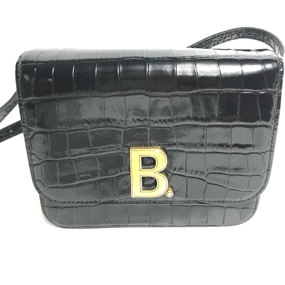 BALENCIAGA Shoulder Bag 592898 Embossed leather black 2WAY clutch bag pouch B logo quilting Women Used Authentic