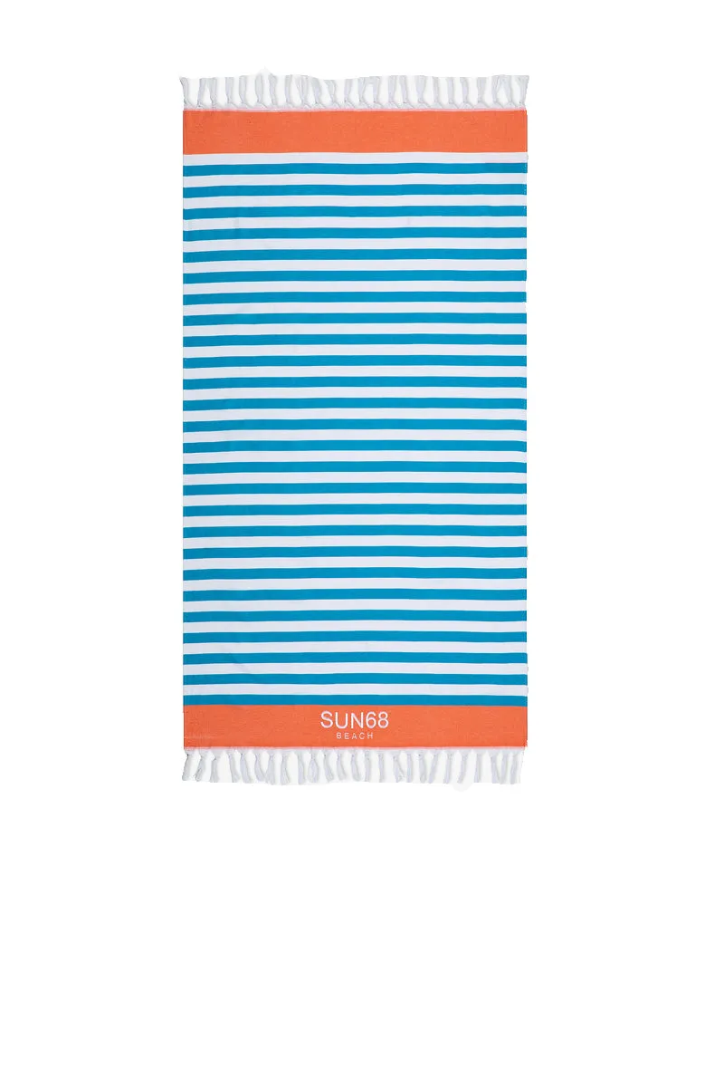 Beach Towel Stripes - Bianco/Turchese