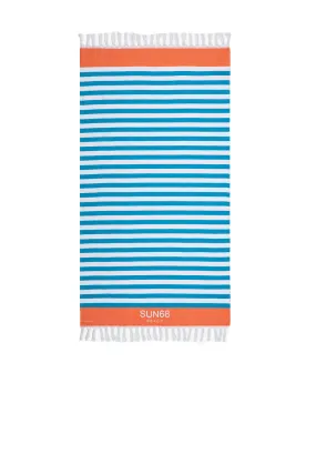 Beach Towel Stripes - Bianco/Turchese