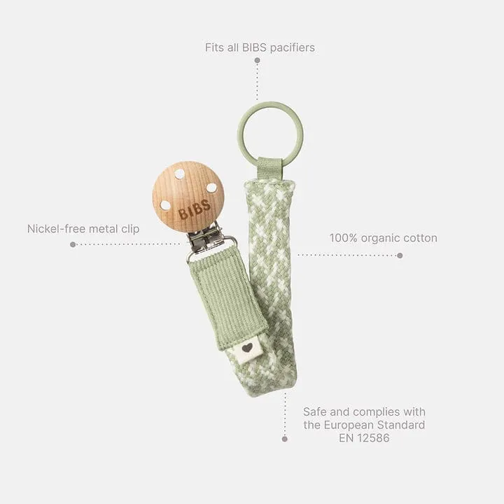 BIBS Pacifier Clip (Braided) - Sage/Ivory