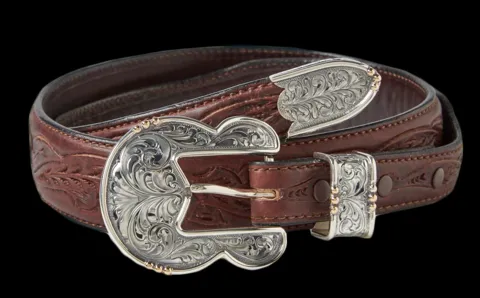 Bison Tooled Oak Leaf Belt