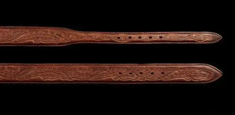 Bison Tooled Oak Leaf Belt