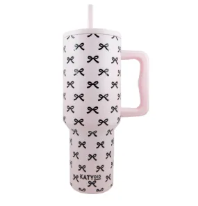 Black & Pink Mini Bows 38 Oz Tumbler w/ Handle