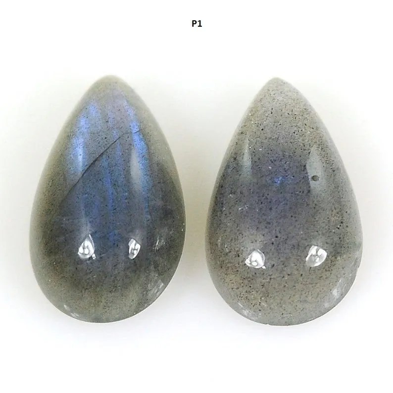 BLUE LABRADORITE Gemstone Cabochon : Natural Untreated Unheated Labradorite Multi Shapes Cabochon Pair/2pcs (With Video)