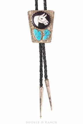 Bolo, Inlay, Horse, Turquoise, Simplicio, Vintage, 1519