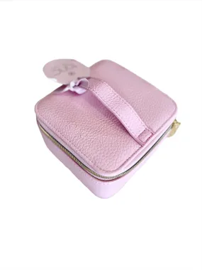 Bubble Gum Pink Pebble Leather Jewelry Case with Pouch