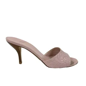 CHANEL - Camellia Print Open Toe Heels - Pale Pink - 40 US 10