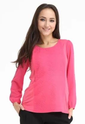 Cherry Emboss Long Sleeve Nursing Top Fuchsia