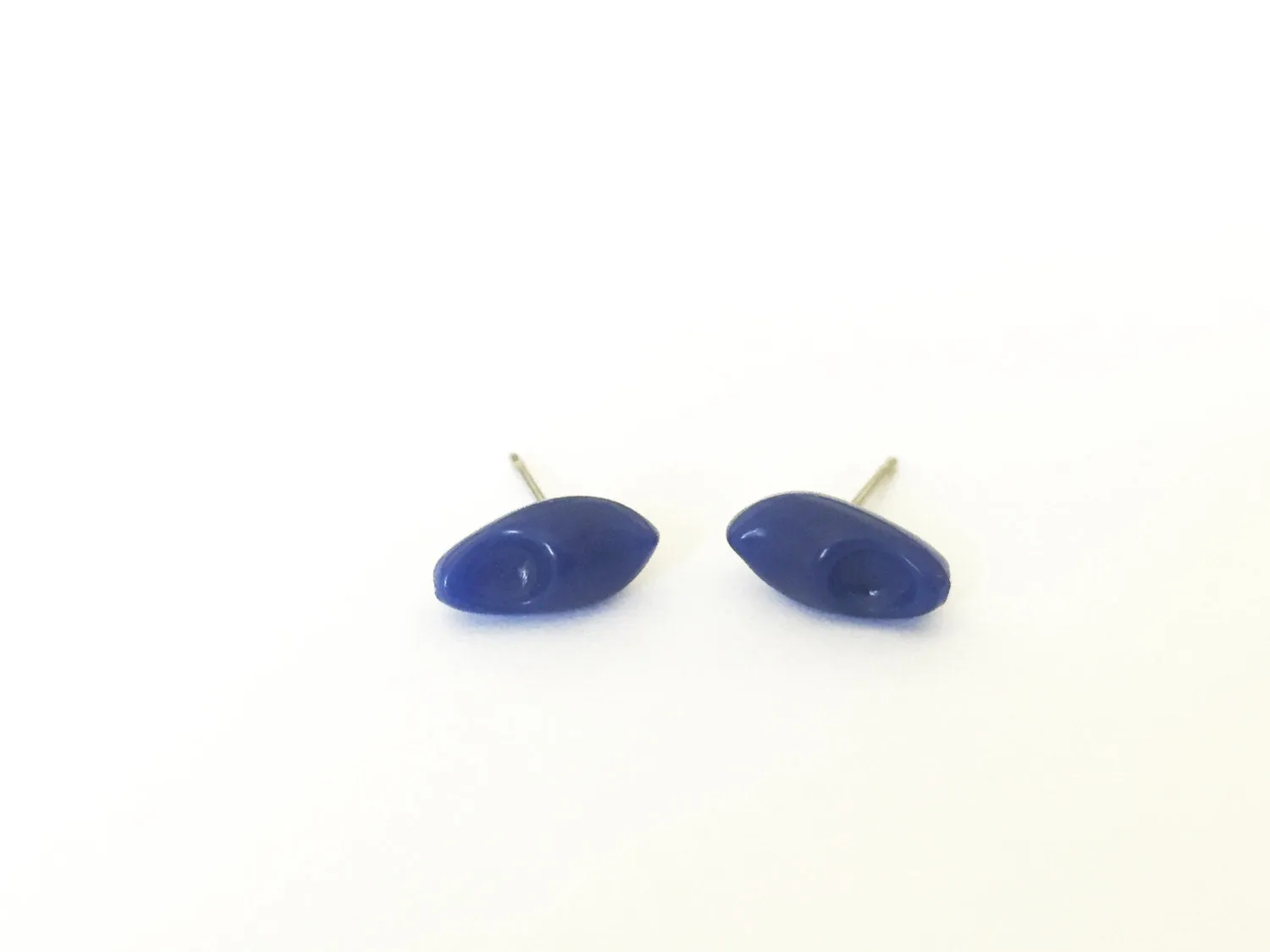 Cobalt Blue Clog Stud Earrings | vintage lucite shoe studs