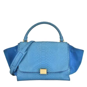 Cobalt Blue Snakeskin Medium Trapeze Bag