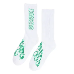 Creature To The Grave Crew Socks White (Mens 9-11)