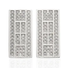 CZ Tennis Court Post Earrings