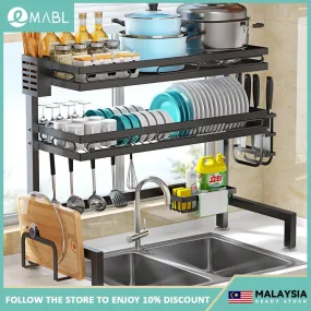 Dish Rack Stainless Steel Rak Pinggan Sinki Multifunction Dish Drainer Kitchen Rack Rak Pinggan Mangkuk 105cm sink rack