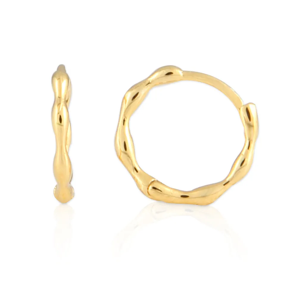 Dot Huggie Small Hoop Earrings 14K Gold Plated