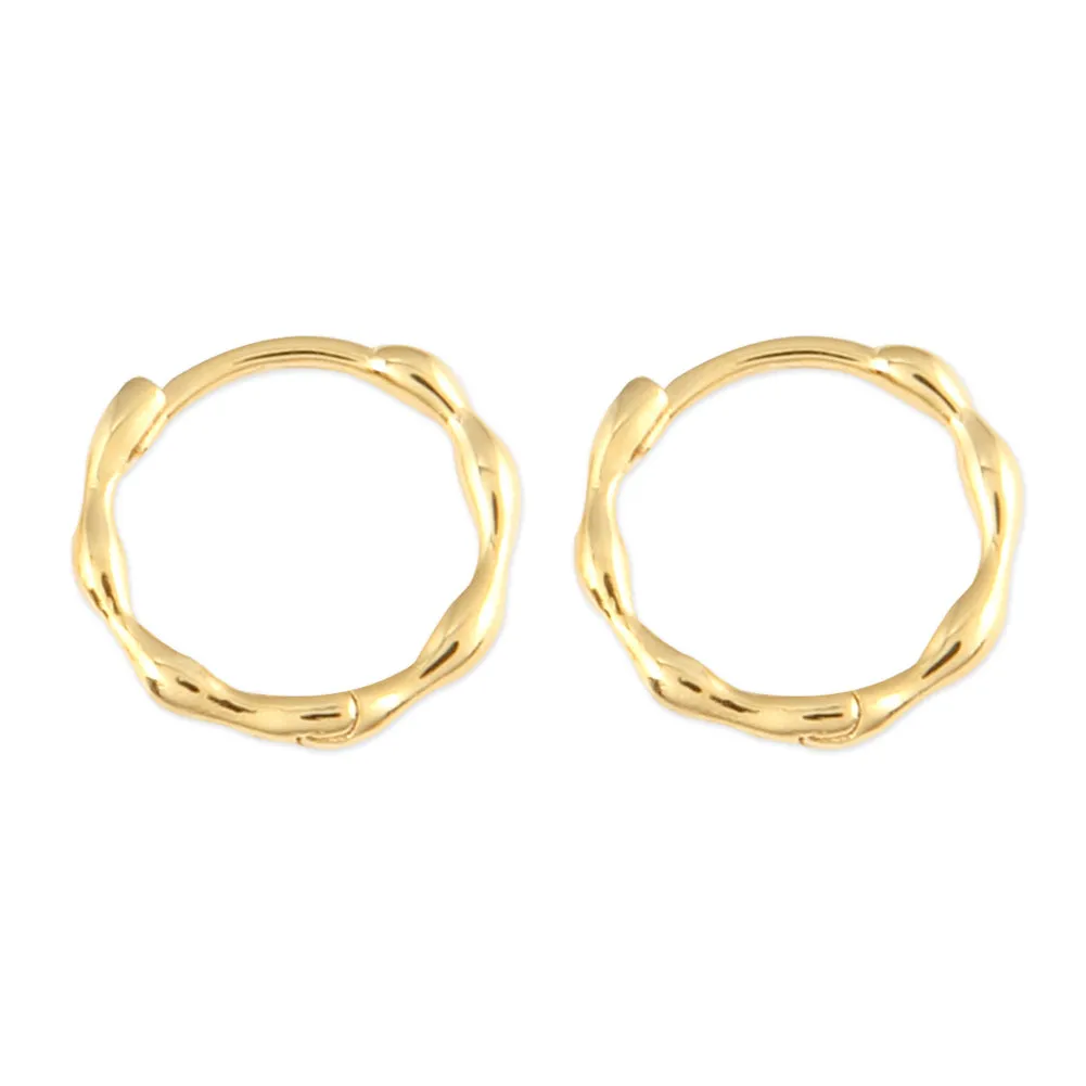 Dot Huggie Small Hoop Earrings 14K Gold Plated