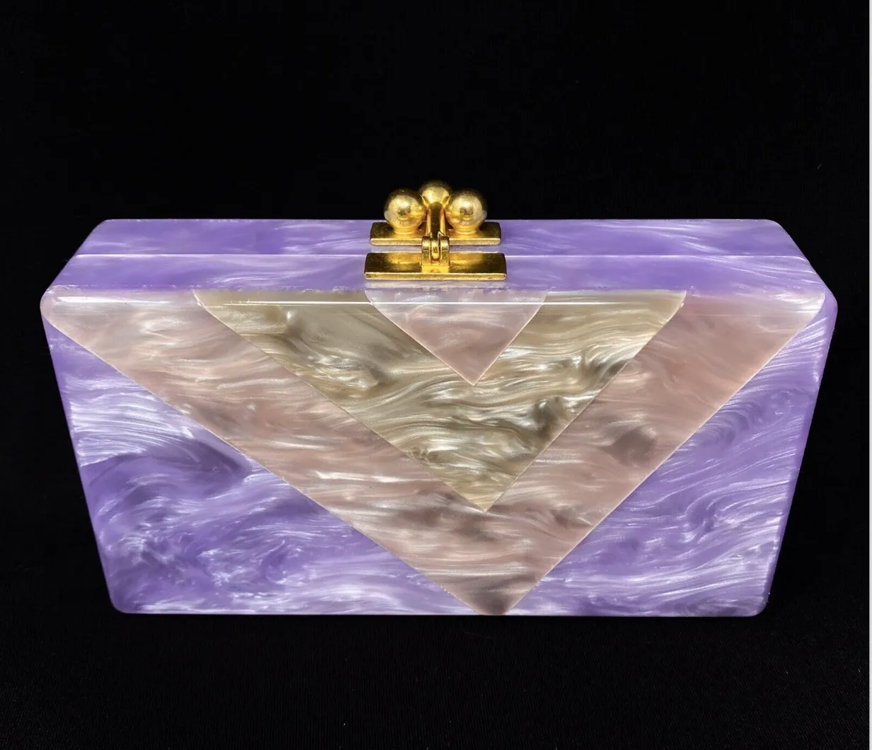 Edie Parker Acrylic Jean Vee Clutch in Lavender Multi