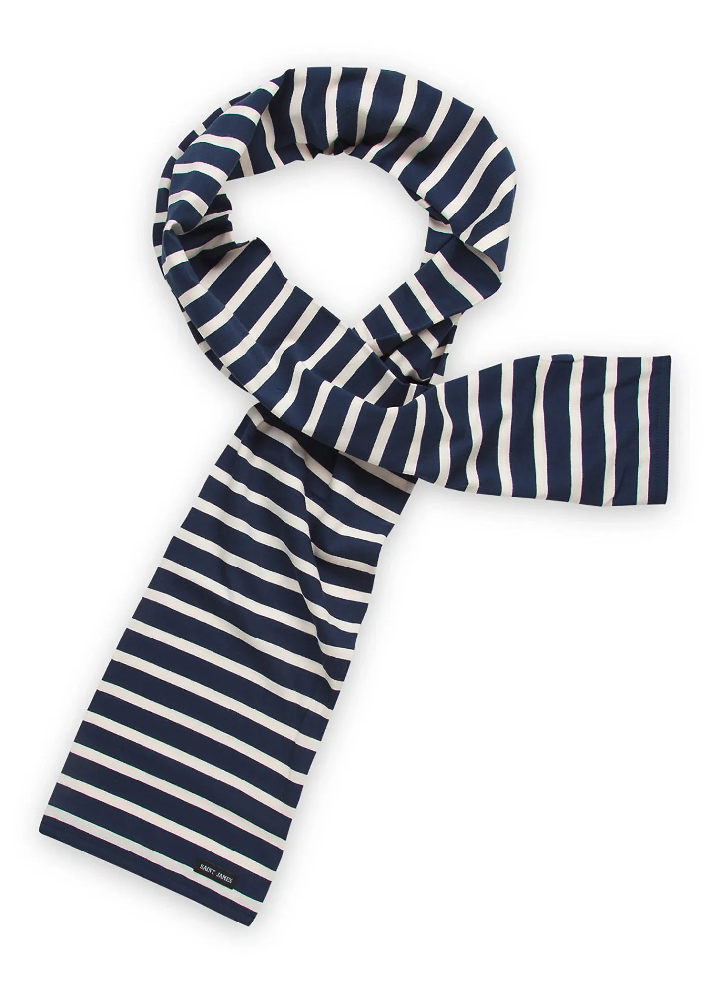 Eve striped scarf - in light cotton (MARINE/ECRU)