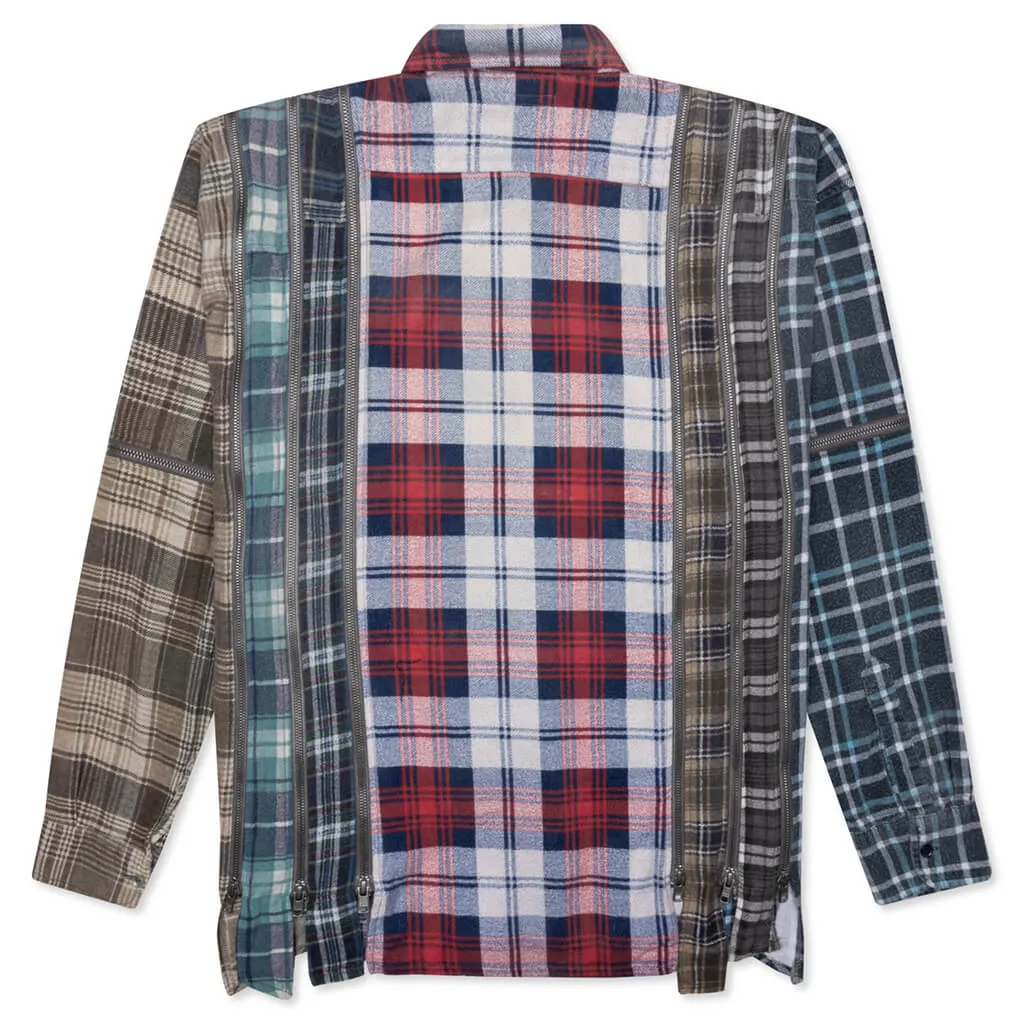 Flannel Shirt 7 Cuts Zipped Wide Reflection Shirt - Assorted