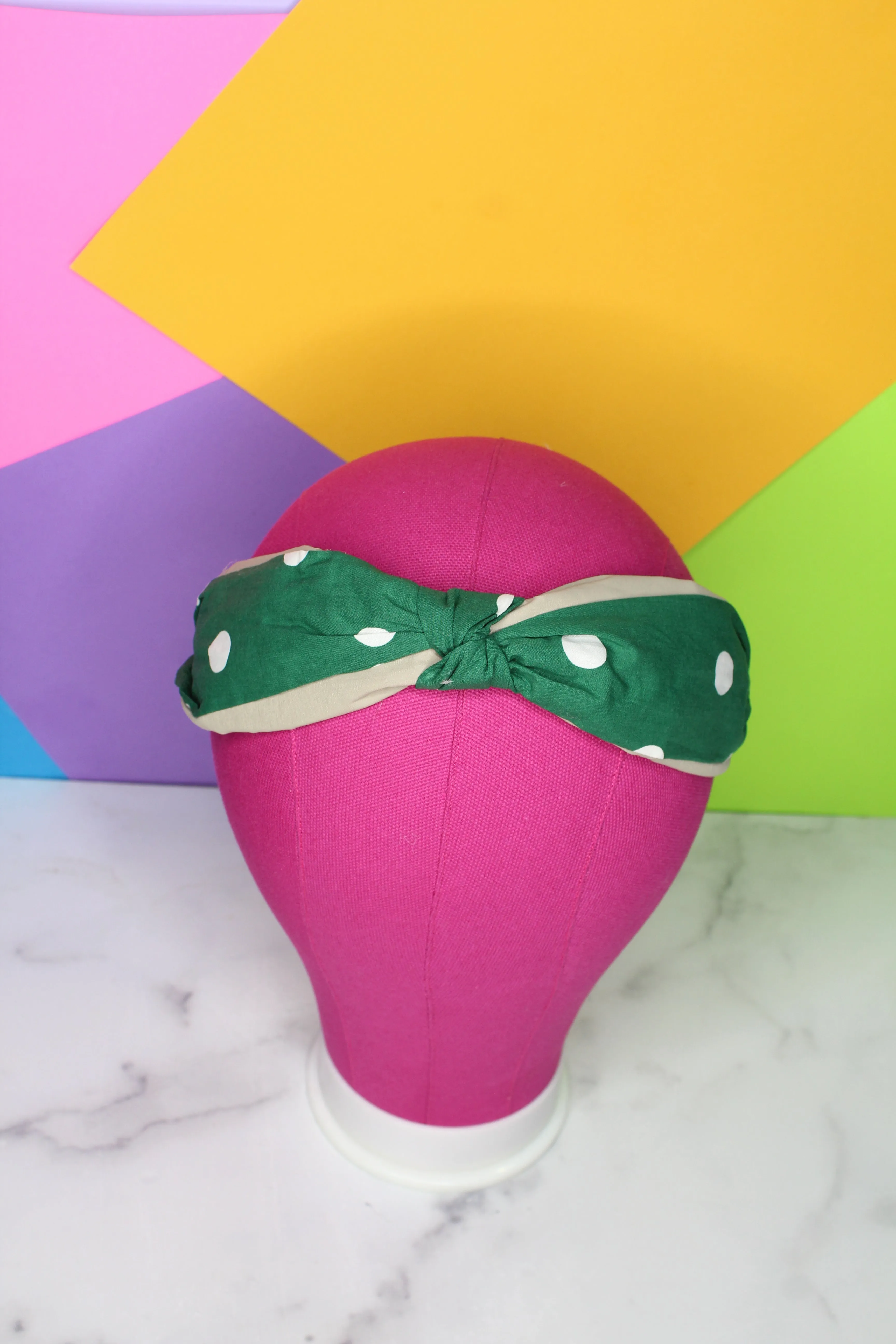 Green and Polka Dot Headband