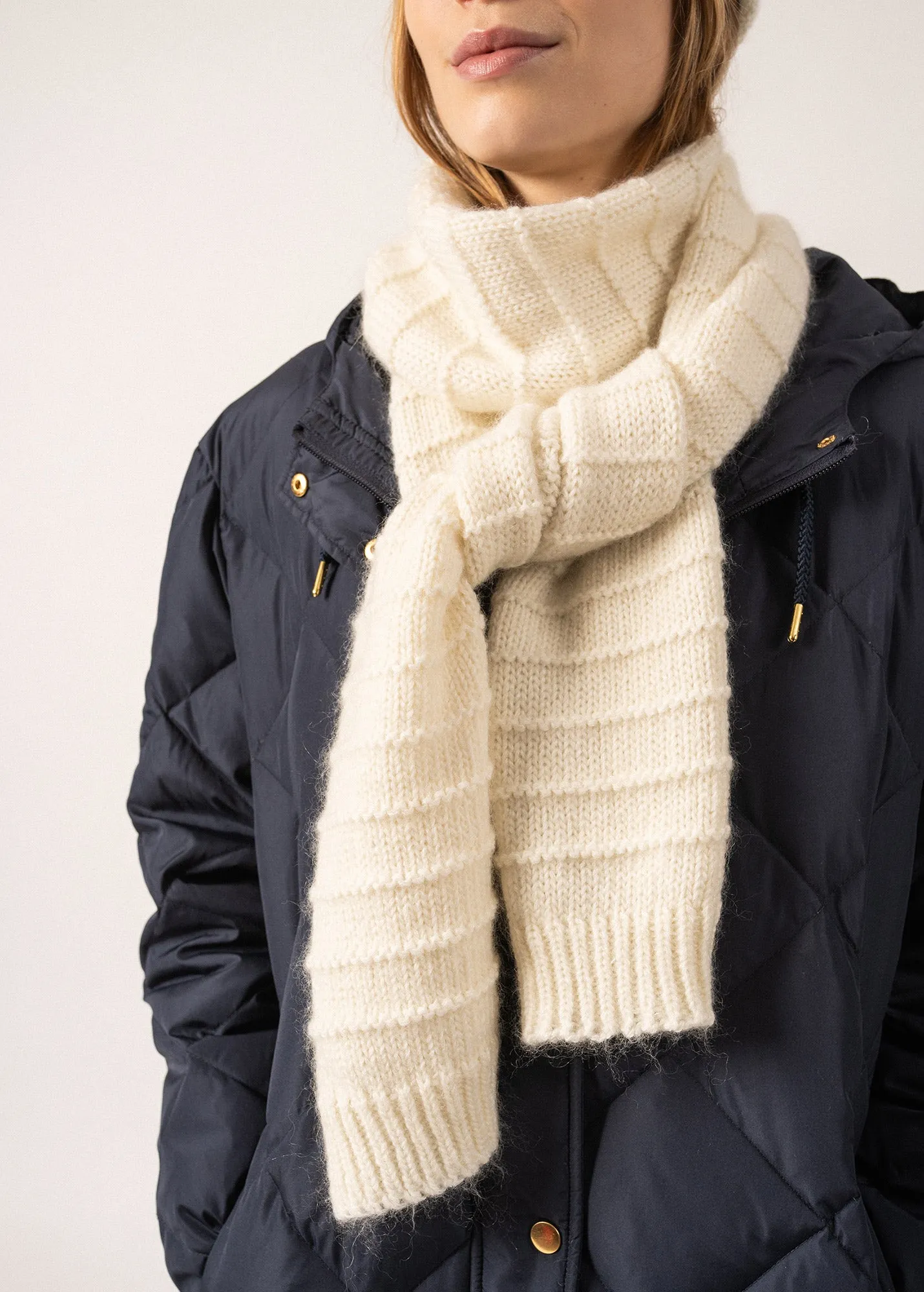 Grisons Mohair Scarf - in structured jersey (BLANC D'HIVER)