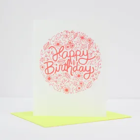 Happy Birthday card, floral birthday card, colorful birthday card