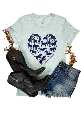 Ice Blue Horse Heart Short Sleeve Tee