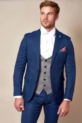 JERRY - Blue Check Suit With JERRY Grey Waistcoat