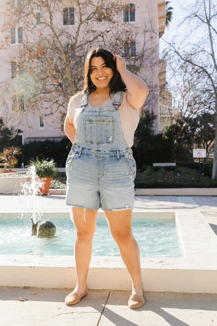 Judy Blue Light Wash Overall Shorts