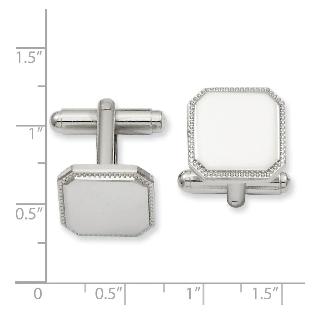 Kelly Waters Rhodium-plated Square Beaded Engravable Cuff Links