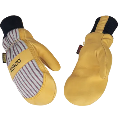 Kinco Lined Grain Pigskin Leather Palm Mittens with Knit Wrist