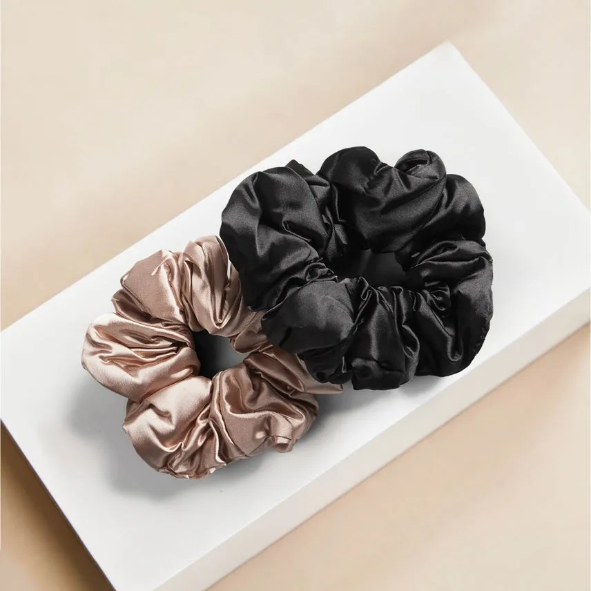 Kitsch Satin Sleep Pillow Scrunchies - Black/Gold