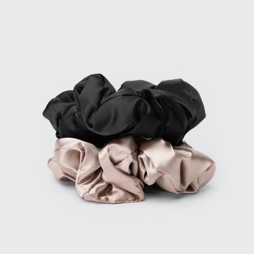 Kitsch Satin Sleep Pillow Scrunchies - Black/Gold