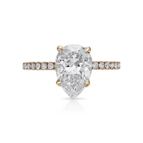 LAVA 2 Carat Pear Shaped Lab Grown Diamond Engagement Ring IGI Certified