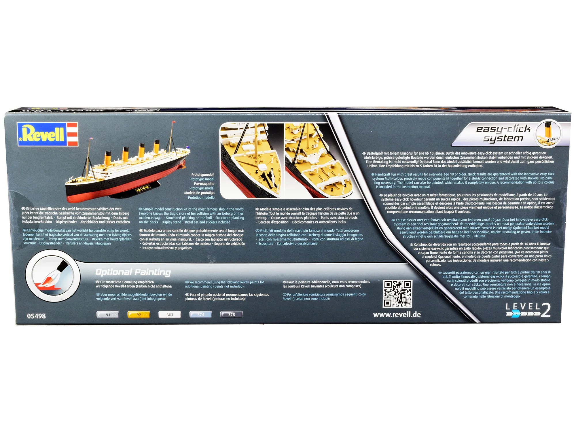 Level 2 Easy Click Model Kit RMS Titanic Passenger Liner Ship 1/600 Scale Model by Revell